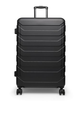 Luggage,Black,Suitcase,Isolated,On,White,Background,With,Shadow,Reflection.